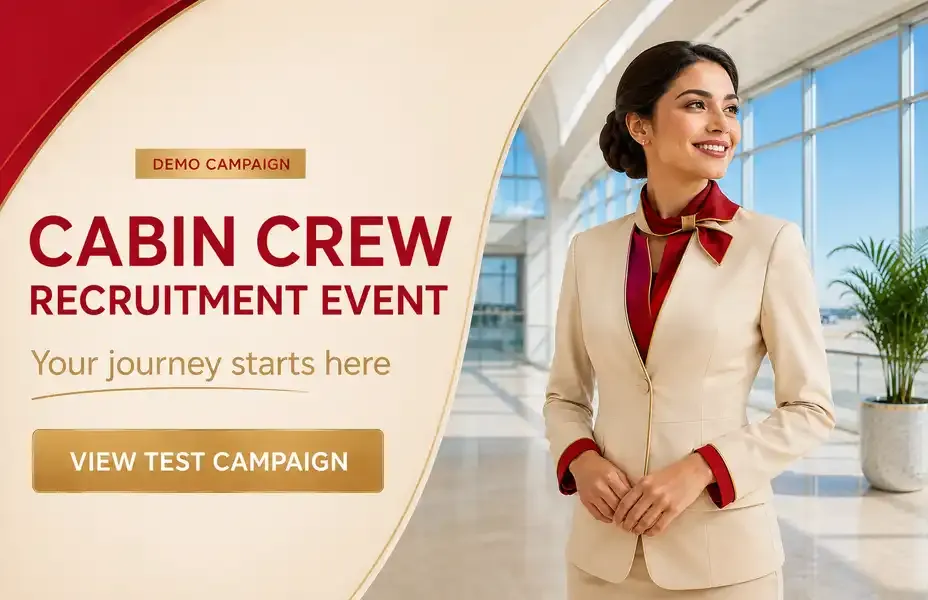 Jobs filter box bannières sponsorisées pour compagnies aériennes: Emirates Cabin Crew Open Day, Etihad Recruitment Event, Qatar Airways recruitment event, SWISS hôtesse de l'air recrutement et easyJet cabin crew recrutement.